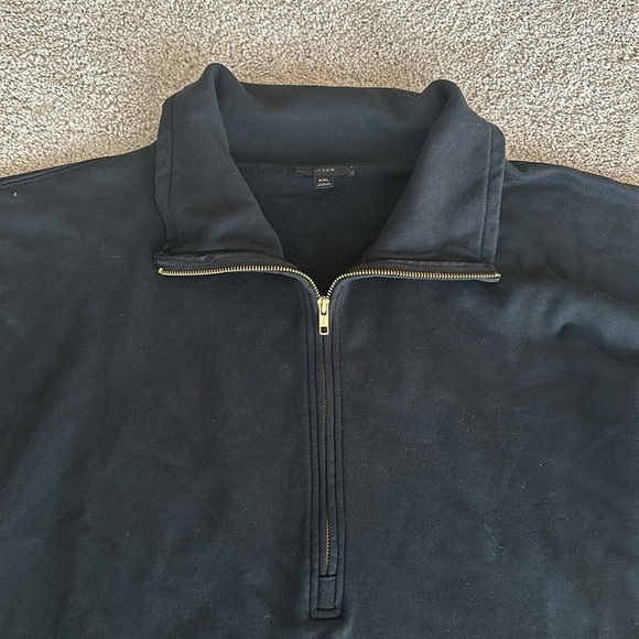 J. CREW University Terry 100% Cotton 1/2 zip Pullover in Black XXL - Picture 3 of 9